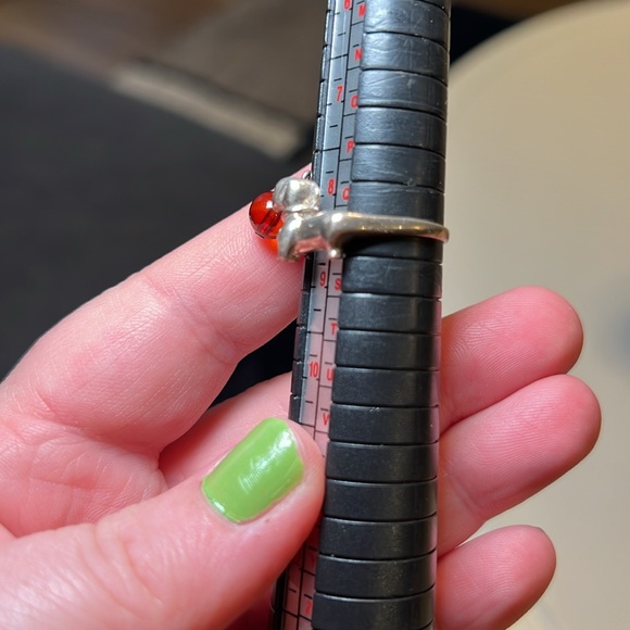 Vintage Amber bead dachshund sterling silver ring Size 8.5 - Picture 5 of 8